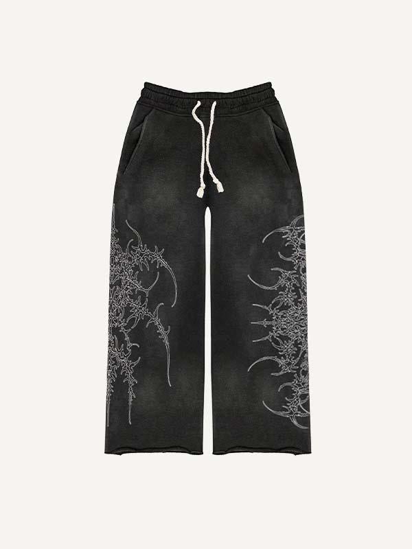 Graphic Print Elastic Waist Pants