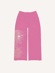 Skull&Letter&Graphic Faux Decal Print Elastic Waist Pants