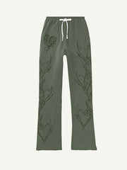Heart&Skeleton Print Elastic Waist Pants