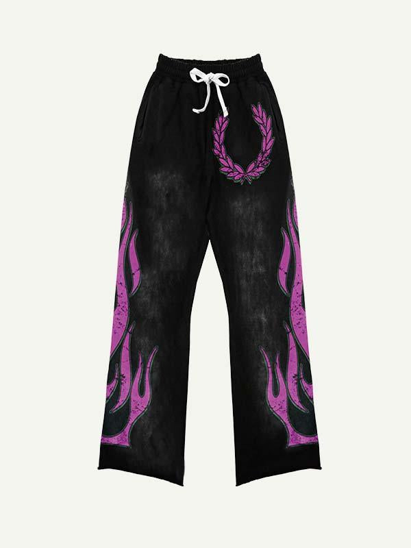 Letter Print Elastic Waist Pants