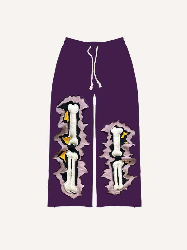 Skeleton Faux Decal Print Elastic Waist Pants