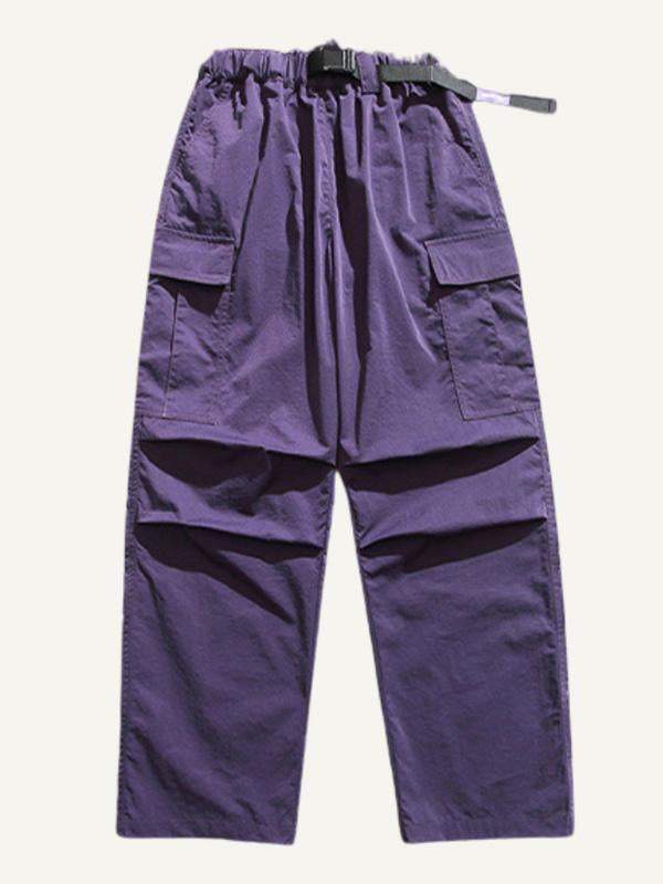 Solid Color Flap Pocket Side Cargo Pants