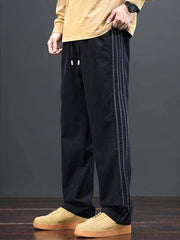 Striped Drawstring Waist Straight Pants