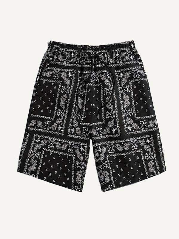 Paisley All Over Print Drawstring Waist Shorts