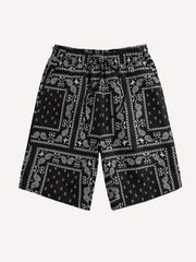 Paisley All Over Print Drawstring Waist Shorts