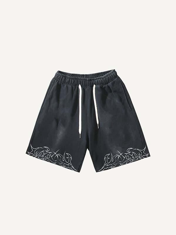 Graphic Print Drawstring Waist Shorts