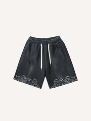 Graphic Print Drawstring Waist Shorts