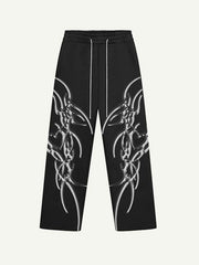 Graphic Print Elastic Waist Pants