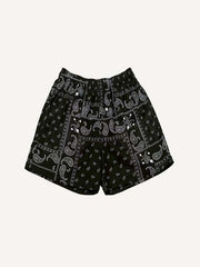 Paisley Print Mesh Elastic Waist Shorts
