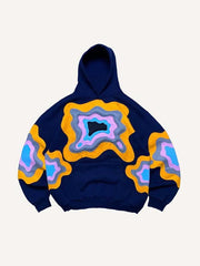 Graphic Faux Decal Print Slant Pockets Hoodie