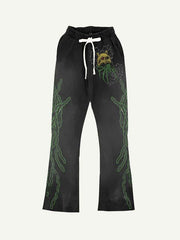 Skull&Spider Graphic Print Elastic Waist Pants