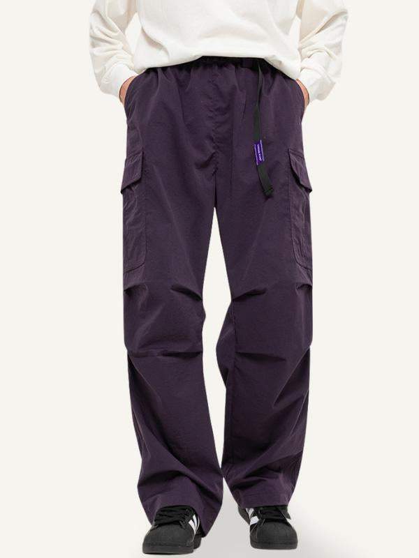 Solid Color Flap Pocket Side Cargo Pants