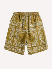 Paisley All Over Print Drawstring Waist Shorts