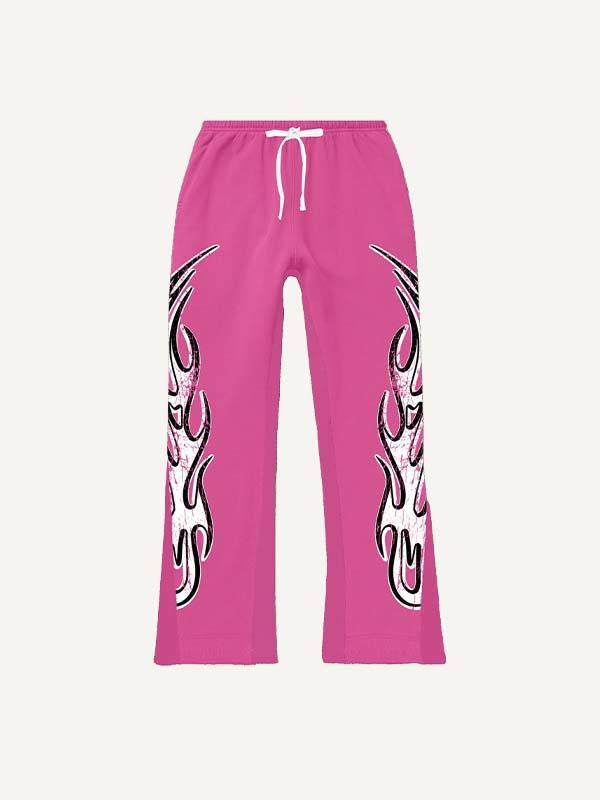 Graphic Faux Decal Print Elastic Waist Pants