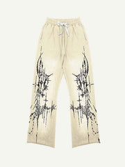 Graphic Print Elastic Waist Pants