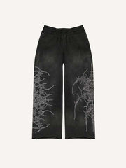 Graphic Print Elastic Waist Pants