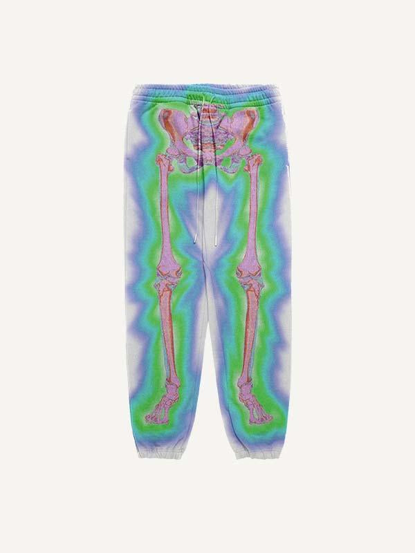 Glow Skeleton Print Elastic Waist Pants