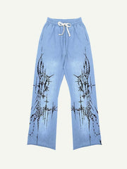 Graphic Print Elastic Waist Pants