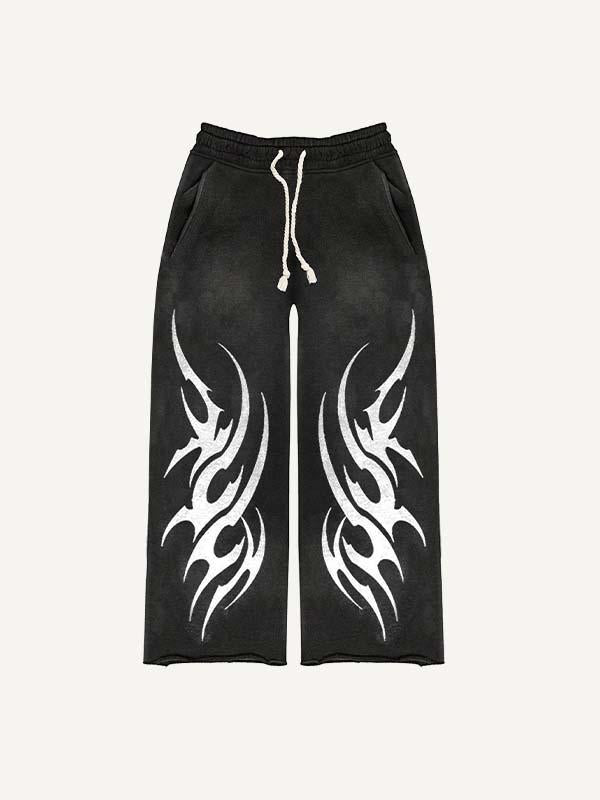 Graphic Print Elastic Waist Pants