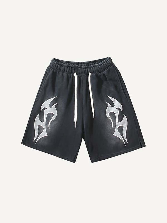 Graphic Print Drawstring Waist Shorts