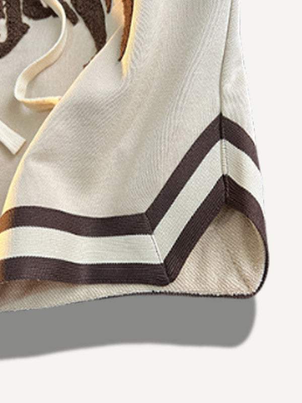 Striped Letter Graphic Drawstring Waist Shorts