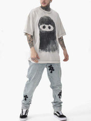 Ghost Print Round Neck T-shirt