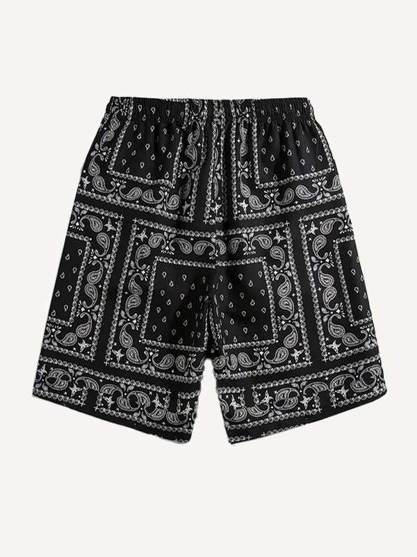 Paisley All Over Print Drawstring Waist Shorts