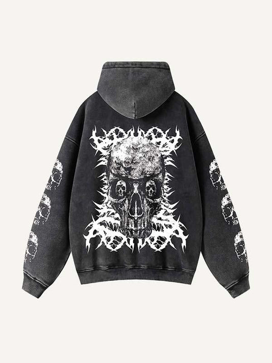 Mantel mit Kapuze, Reißverschluss und schrägen Taschen 