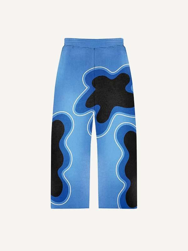 Graphic Faux Decal Print Elastic Waist Pants