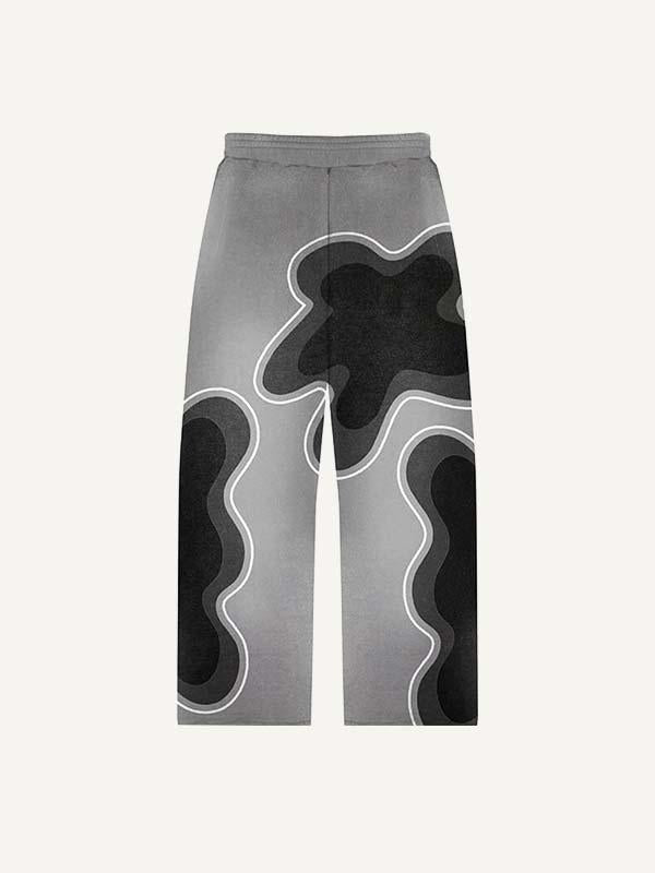Graphic Faux Decal Print Elastic Waist Pants