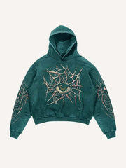 Eye&Letter&Graphic Print Slant Pockets Hoodie