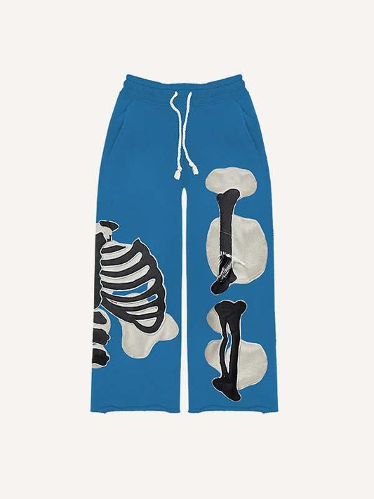 Skeleton Faux Decal Print Elastic Waist Pants