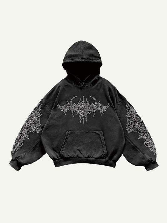 Graphic Print Slant Pockets Hoodie