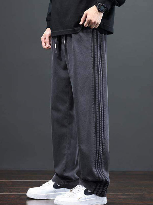 Striped Drawstring Waist Straight Pants