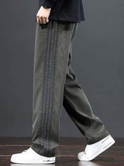 Striped Drawstring Waist Straight Pants