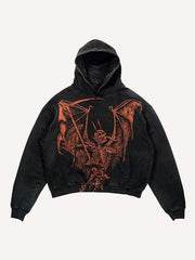 Skeleton Demon Print Slant Pockets Hoodie