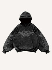 Graphic Print Slant Pockets Hoodie