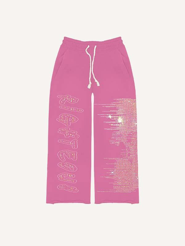 Skull&Letter&Graphic Faux Decal Print Elastic Waist Pants