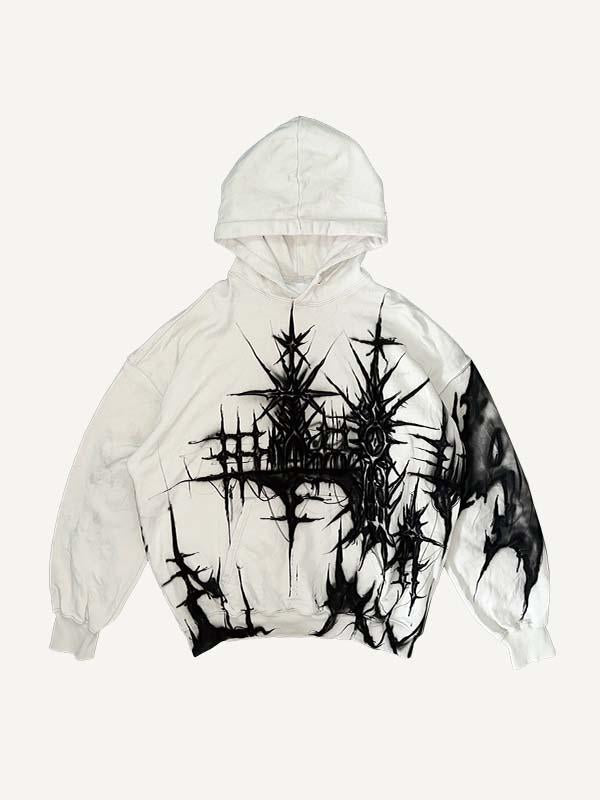 Hoodie mit Grafikdruck und schrägen Taschen 