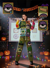 Fashionable Christmas and four-season sweatshirt with multi-pattern patchwork prints