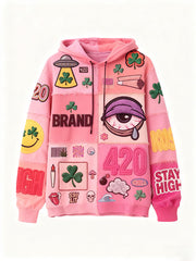 Fashionable Christmas and four-season sweatshirt with multi-pattern patchwork prints