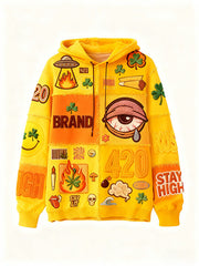 Fashionable Christmas and four-season sweatshirt with multi-pattern patchwork prints